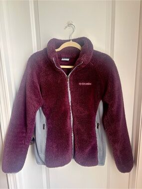 Columbia Plush Sherpa Jacket in Plum and Light Gray